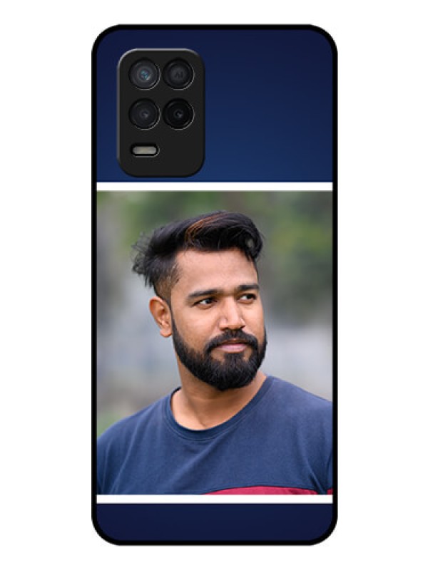 Custom Realme Narzo 30 5G Personalized Glass Phone Case - Simple Royal Blue Design