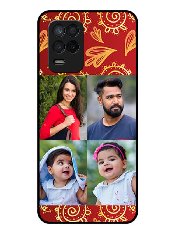 Custom Realme Narzo 30 5G Photo Printing on Glass Case - 4 Image Traditional Design