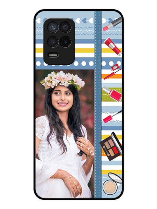 Custom Realme Narzo 30 5G Personalized Glass Phone Case - Makeup Icons Design