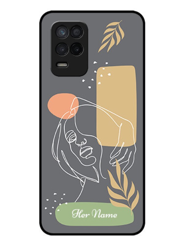 Custom Narzo 30 5G Custom Glass Phone Case - Gazing Woman line art Design