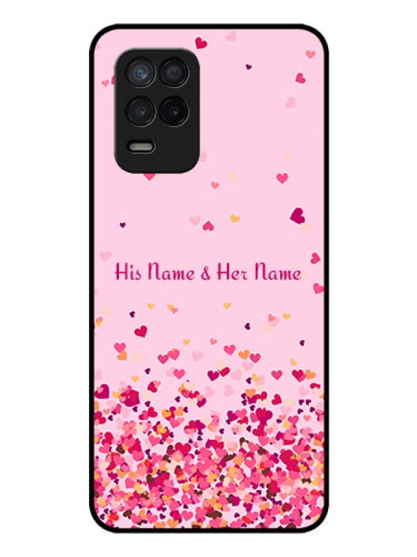 Custom Narzo 30 5G Photo Printing on Glass Case - Floating Hearts Design