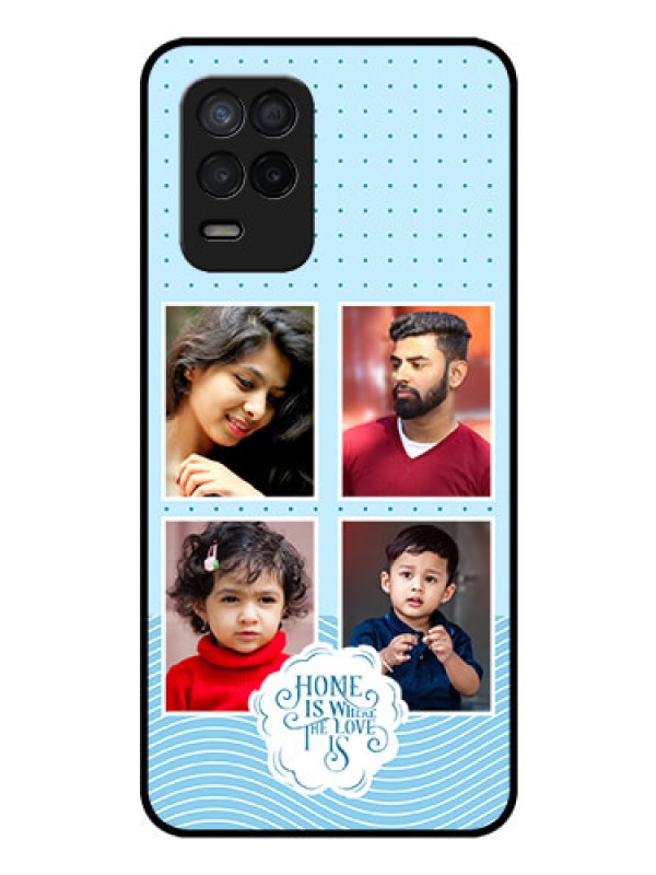 Custom Narzo 30 5G Custom Glass Phone Case - Cute love quote with 4 pic upload Design