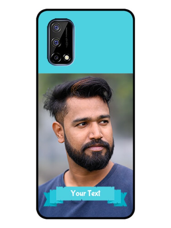 Custom Realme Narzo 30 Pro 5G Personalized Glass Phone Case - Simple Blue Color Design
