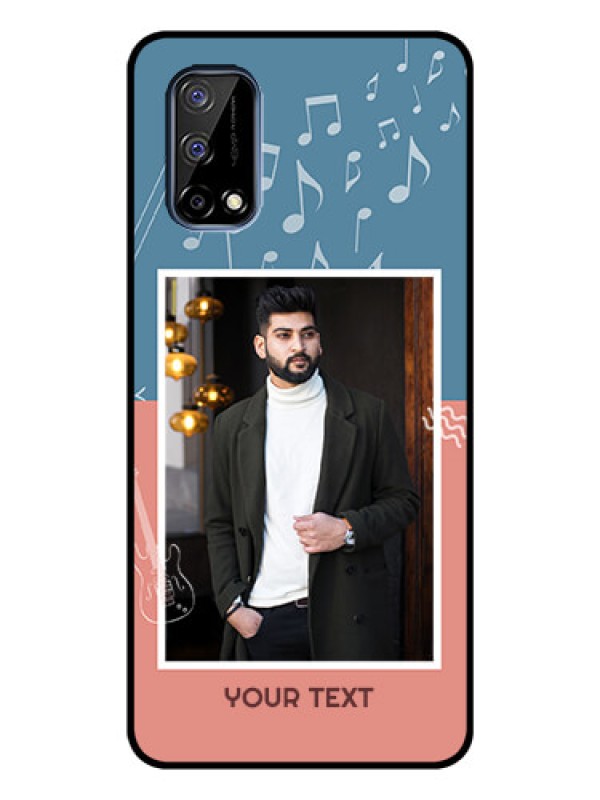 Custom Realme Narzo 30 Pro 5G Photo Printing on Glass Case - with Color Musical Note Design
