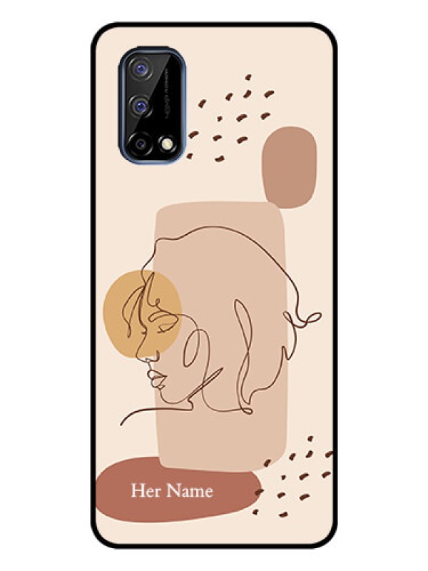 Custom Narzo 30 Pro 5G Photo Printing on Glass Case - Calm Woman line art Design