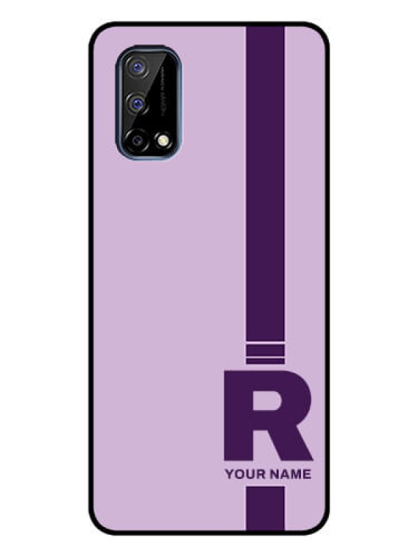 Custom Narzo 30 Pro 5G Photo Printing on Glass Case - Simple dual tone stripe with name Design