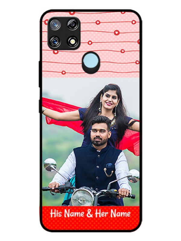 Custom Narzo 30A Personalized Glass Phone Case  - Red Pattern Case Design