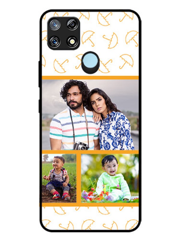 Custom Narzo 30A Custom Glass Mobile Case  - Yellow Pattern Design