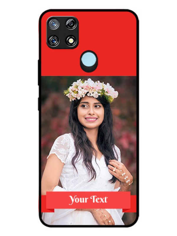 Custom Narzo 30A Custom Glass Phone Case  - Simple Red Color Design