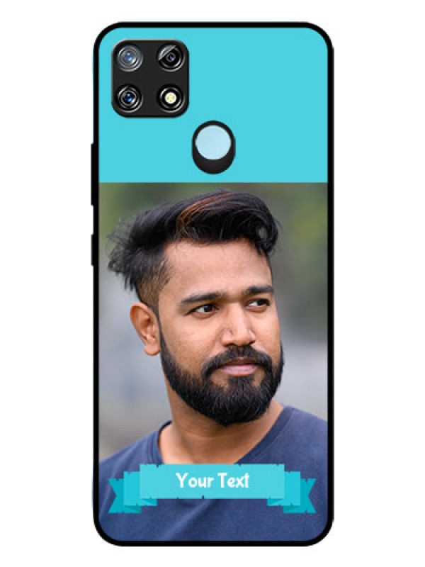 Custom Narzo 30A Personalized Glass Phone Case  - Simple Blue Color Design