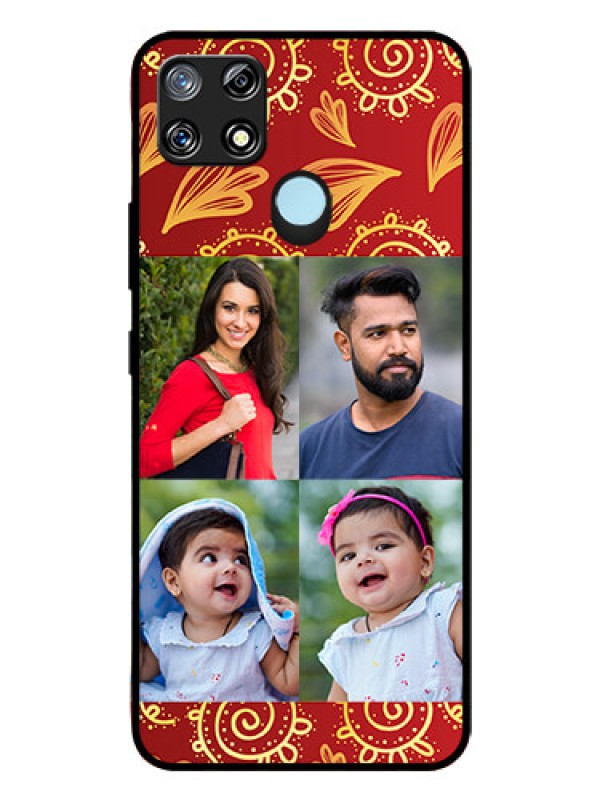 Custom Narzo 30A Photo Printing on Glass Case  - 4 Image Traditional Design