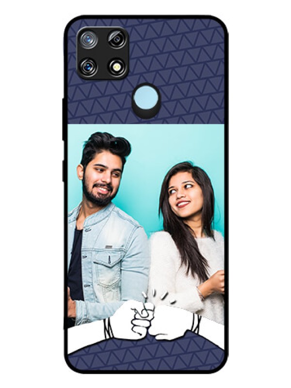 Custom Narzo 30A Photo Printing on Glass Case  - with Best Friends Design  