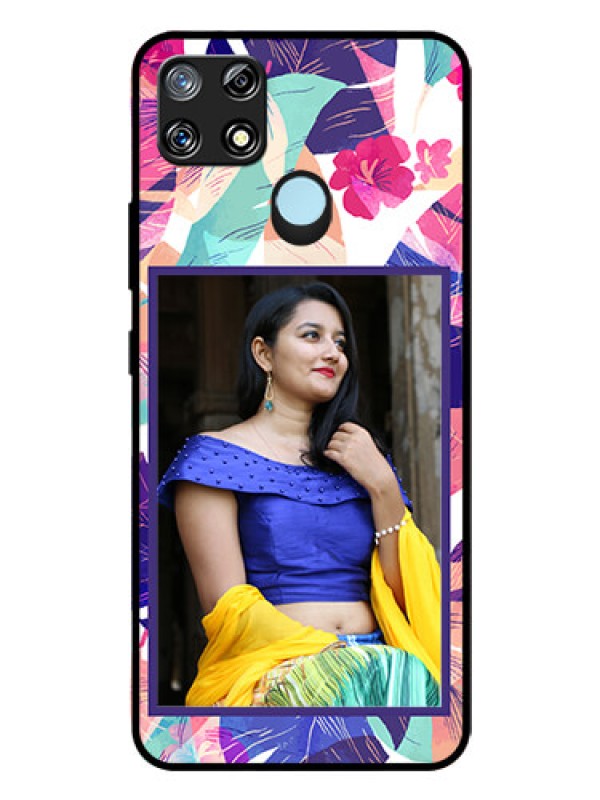 Custom Narzo 30A Custom Glass Mobile Case  - Abstract Floral Design