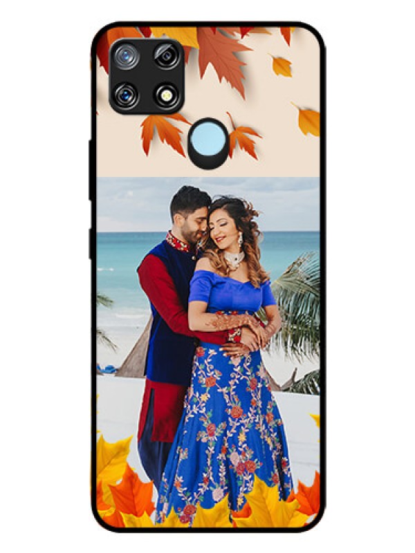 Custom Narzo 30A Photo Printing on Glass Case  - Autumn Maple Leaves Design