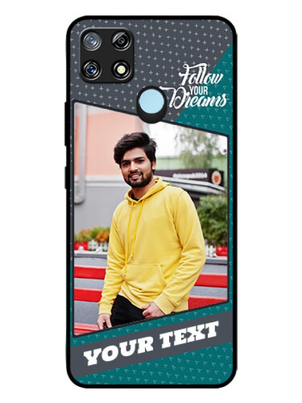 Custom Narzo 30A Personalized Glass Phone Case  - Background Pattern Design with Quote