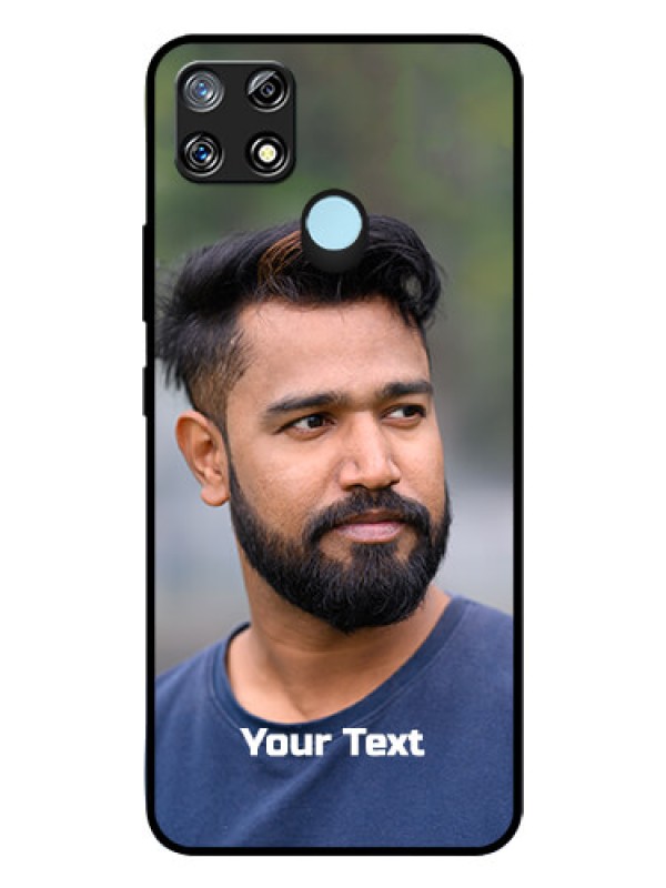 Custom Narzo 30A Glass Mobile Cover: Photo with Text