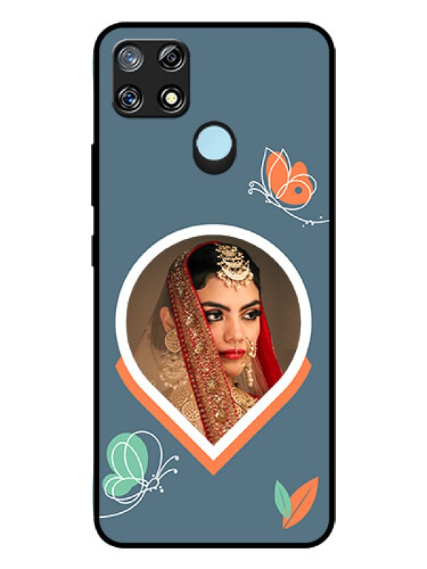 Custom Narzo 30A Custom Glass Mobile Case - Droplet Butterflies Design