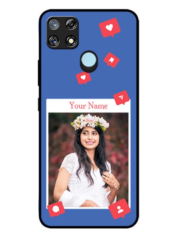 Custom Narzo 30A Custom Glass Phone Case - Like Share And Comment Design