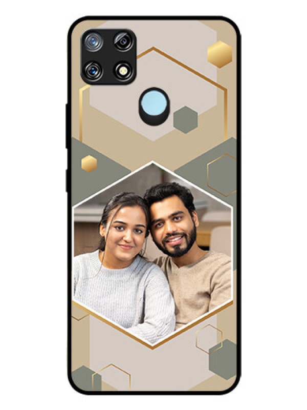 Custom Narzo 30A Photo Printing on Glass Case - Stylish Hexagon Pattern Design