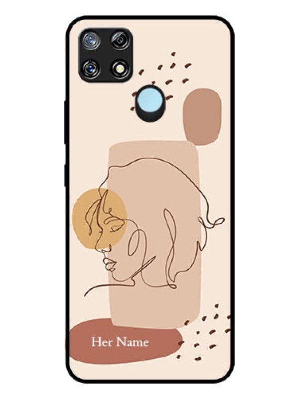 Custom Narzo 30A Photo Printing on Glass Case - Calm Woman line art Design