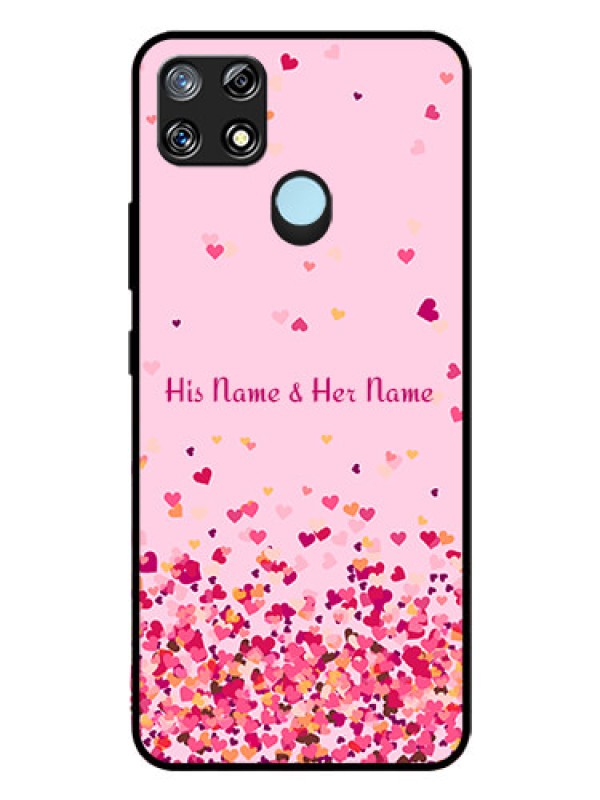 Custom Narzo 30A Photo Printing on Glass Case - Floating Hearts Design