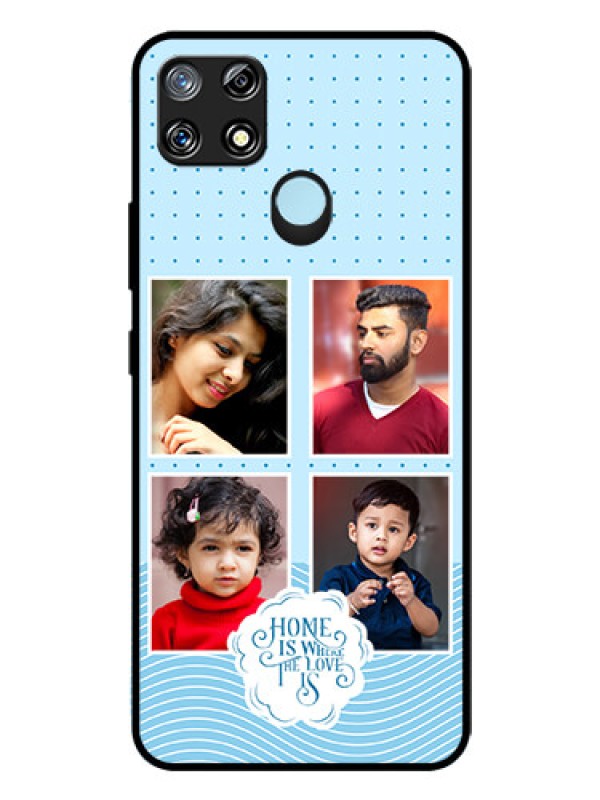 Custom Narzo 30A Custom Glass Phone Case - Cute love quote with 4 pic upload Design