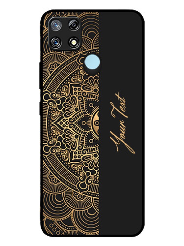 Custom Narzo 30A Photo Printing on Glass Case - Mandala art with custom text Design