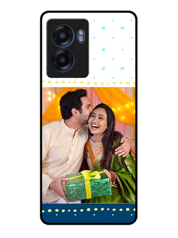 Custom Realme Narzo 50 5G Personalized Glass Phone Case - White and Blue Abstract Design