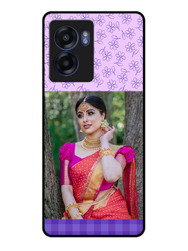 Custom Realme Narzo 50 5G Custom Glass Phone Case - Purple Floral Design