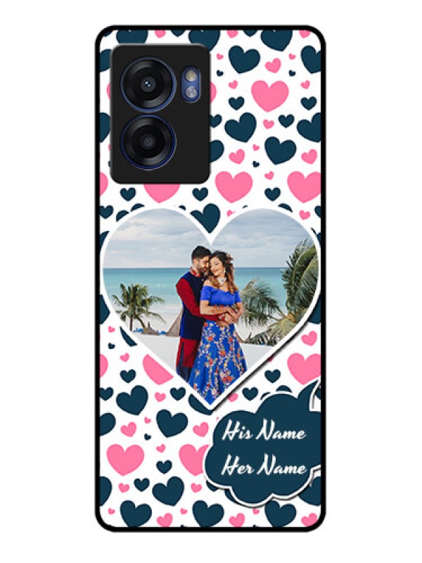 Custom Realme Narzo 50 5G Custom Glass Phone Case - Pink & Blue Heart Design