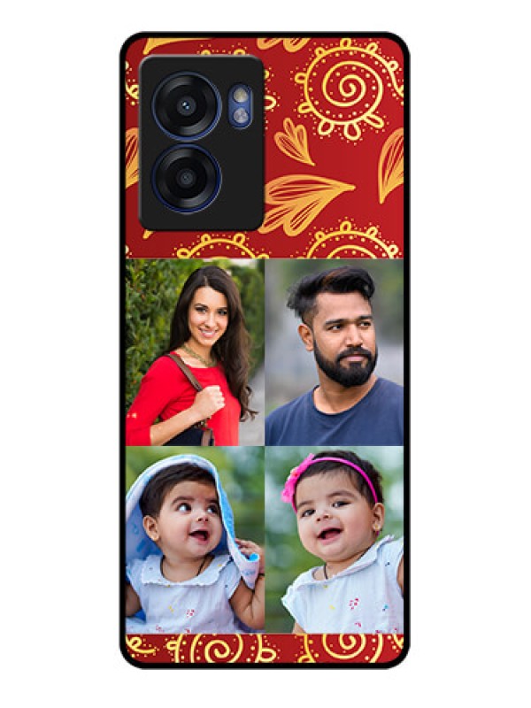 Custom Realme Narzo 50 5G Photo Printing on Glass Case - 4 Image Traditional Design