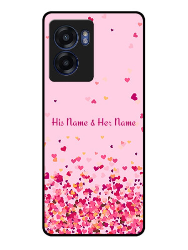 Custom Narzo 50 5G Photo Printing on Glass Case - Floating Hearts Design