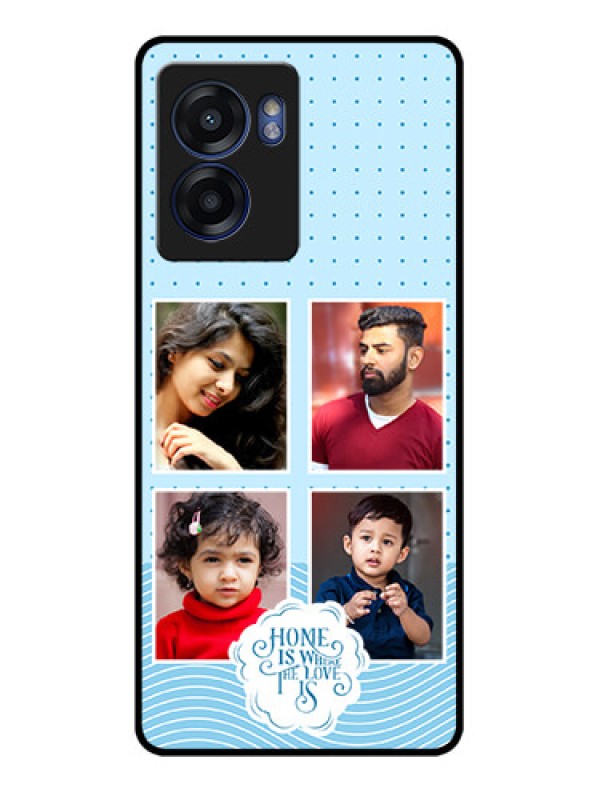 Custom Narzo 50 5G Custom Glass Phone Case - Cute love quote with 4 pic upload Design