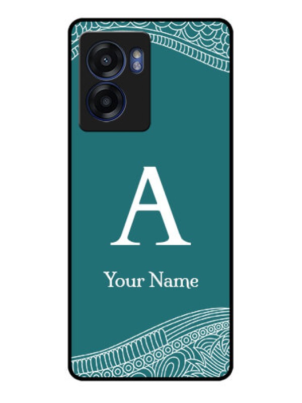 Custom Narzo 50 5G Personalized Glass Phone Case - line art pattern with custom name Design