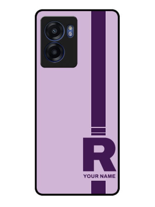 Custom Narzo 50 5G Photo Printing on Glass Case - Simple dual tone stripe with name Design