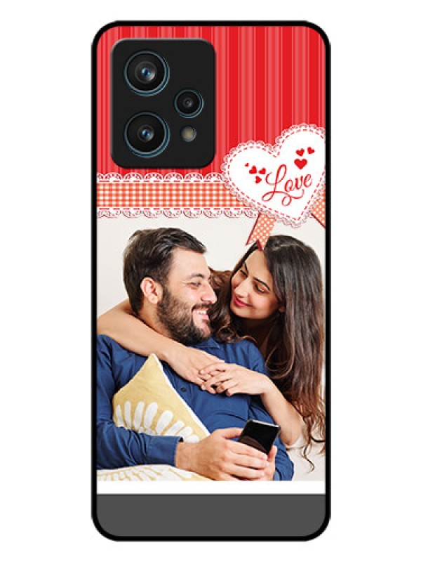 Custom Narzo 50 Pro 5G Custom Glass Mobile Case - Red Love Pattern Design