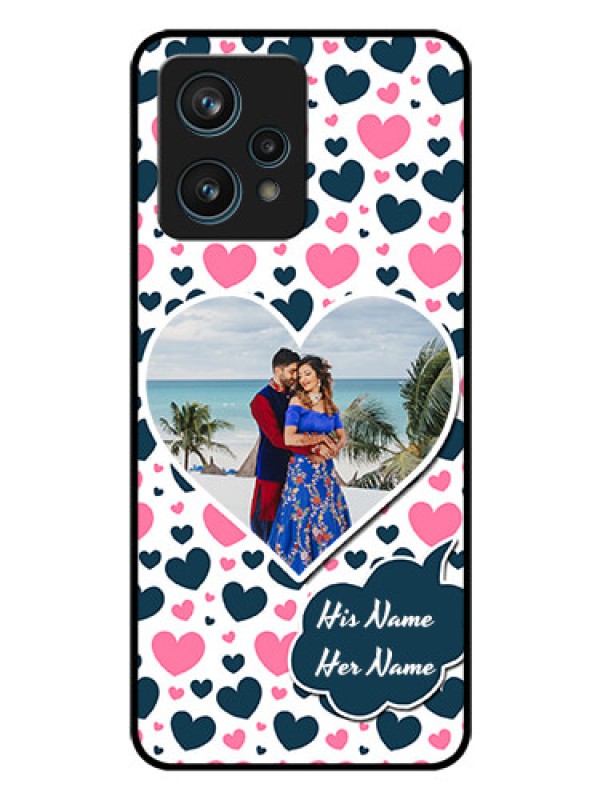 Custom Narzo 50 Pro 5G Custom Glass Phone Case - Pink & Blue Heart Design