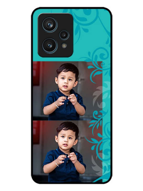 Custom Narzo 50 Pro 5G Personalized Glass Phone Case - with Photo and Green Floral Design