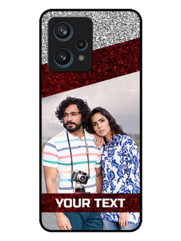 Custom Narzo 50 Pro 5G Personalized Glass Phone Case - Image Holder with Glitter Strip Design