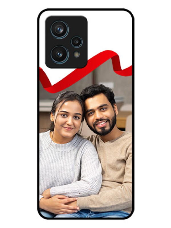 Custom Narzo 50 Pro 5G Photo Printing on Glass Case - Red Ribbon Frame Design