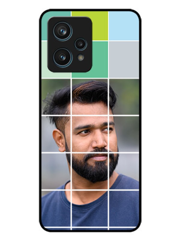 Custom Narzo 50 Pro 5G Photo Printing on Glass Case - with white box pattern