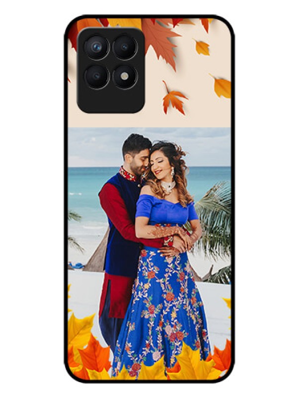 Custom Realme Narzo 50 Photo Printing on Glass Case - Autumn Maple Leaves Design
