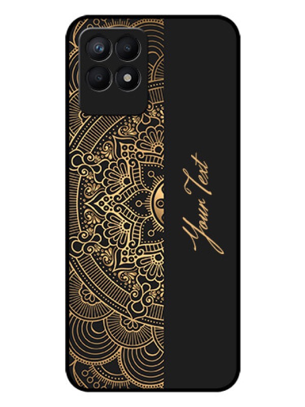 Custom Narzo 50 Photo Printing on Glass Case - Mandala art with custom text Design