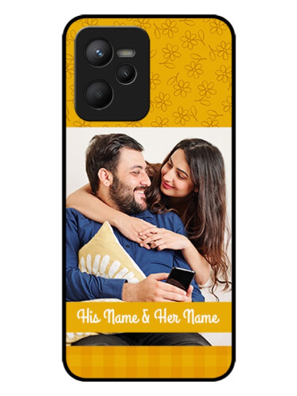 Custom Narzo 50A Prime Custom Glass Mobile Case - Yellow Floral Design