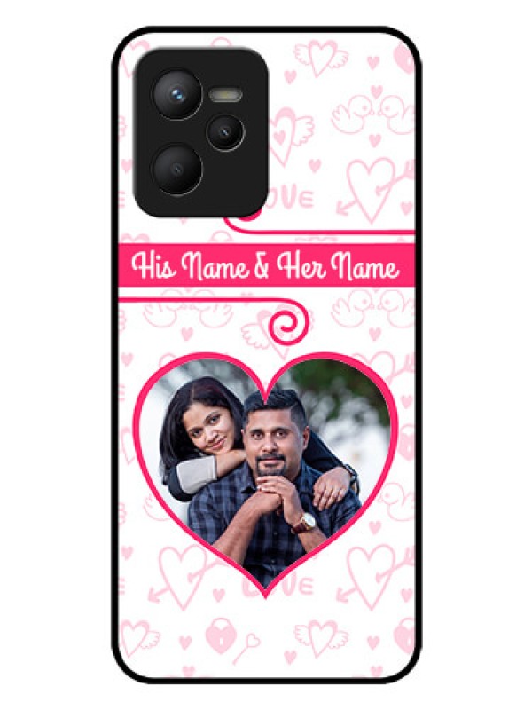 Custom Narzo 50A Prime Personalized Glass Phone Case - Heart Shape Love Design