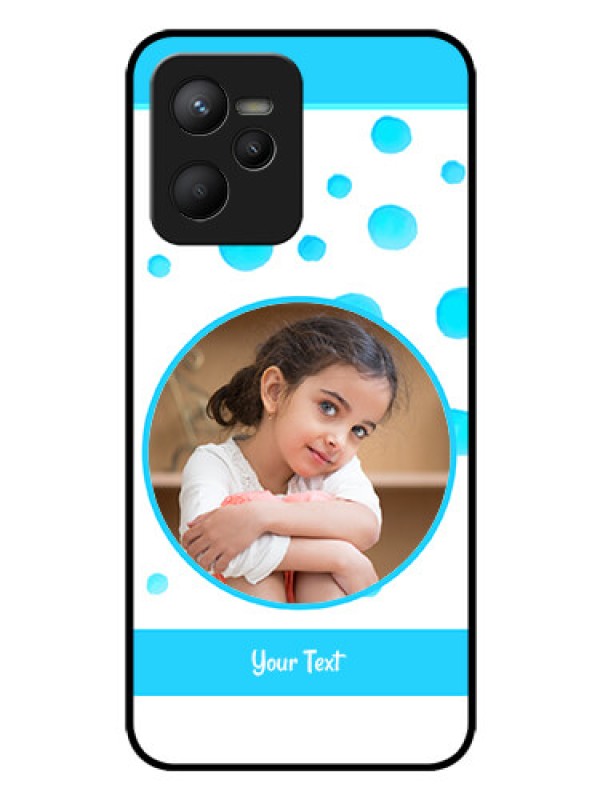Custom Narzo 50A Prime Photo Printing on Glass Case - Blue Bubbles Pattern Design