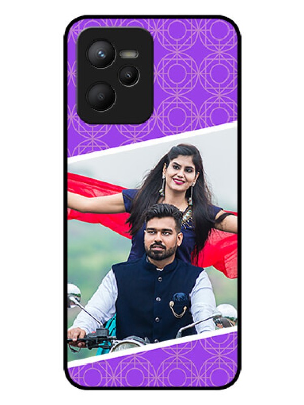 Custom Narzo 50A Prime Custom Glass Phone Case - Violet Pattern Design