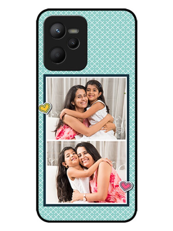 Custom Narzo 50A Prime Custom Glass Phone Case - 2 Image Holder with Pattern Design
