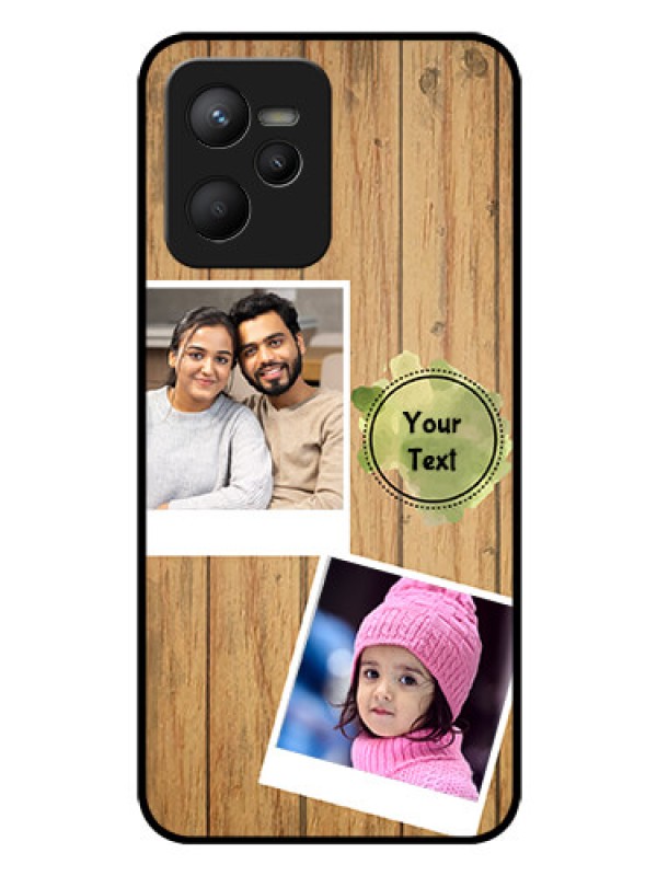 Custom Narzo 50A Prime Custom Glass Phone Case - Wooden Texture Design
