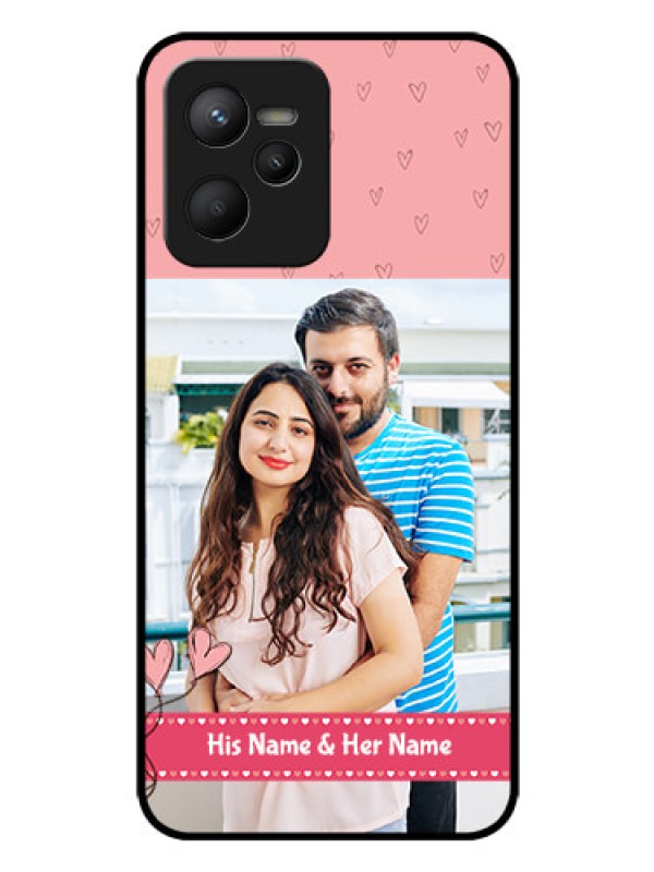 Custom Narzo 50A Prime Personalized Glass Phone Case - Love Design Peach Color
